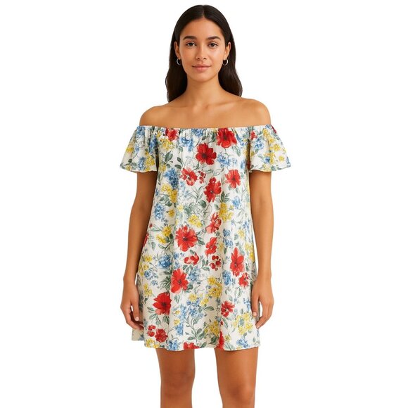 Abercrombie & Fitch Off-Shoulder Floral Mini Dress XS - Picture 1 of 9